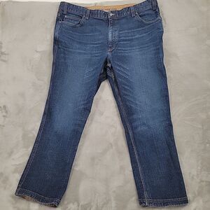 Duluth Mens Flex Ballroom Jeans Size 46x32 Relaxed Dark Blue Denim Wash